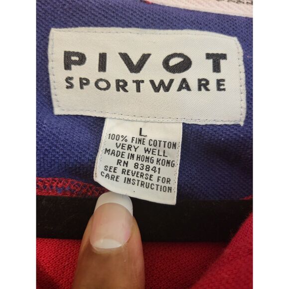 Pivot Sport Ware Red 100% Fine Cotton Short Sleeve Golf Polo Men Size Large - Picture 3 of 7